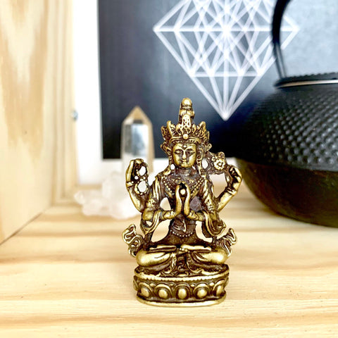 Miniature Buddha; Tibetan brass goddess figurine; white Tara; green Tara
