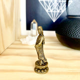 Kwan Yin figurine; Miniature Standing Quan Yin; Brass Kannon