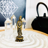 Miniature Buddha; Tibetan brass goddess figurine; white Tara; green Tara