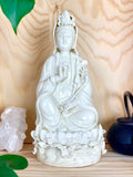 Porcelain Kuan Yin; White Female Buddha Statue; High quality Blanc de Chine; Quan Yin Goddess Statue