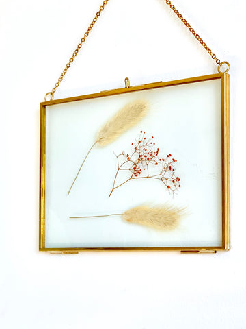 Baby’s Breath & Bunny Tail in Brass Frame