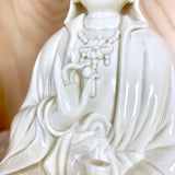 Porcelain Kuan Yin; White Female Buddha Statue; High quality Blanc de Chine; Quan Yin Goddess Statue